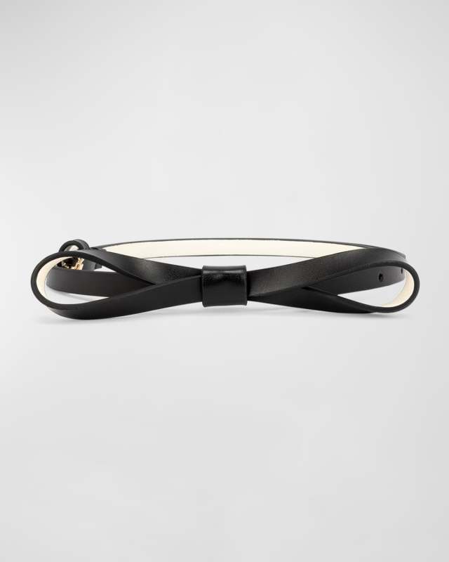 skinny leather bow belt